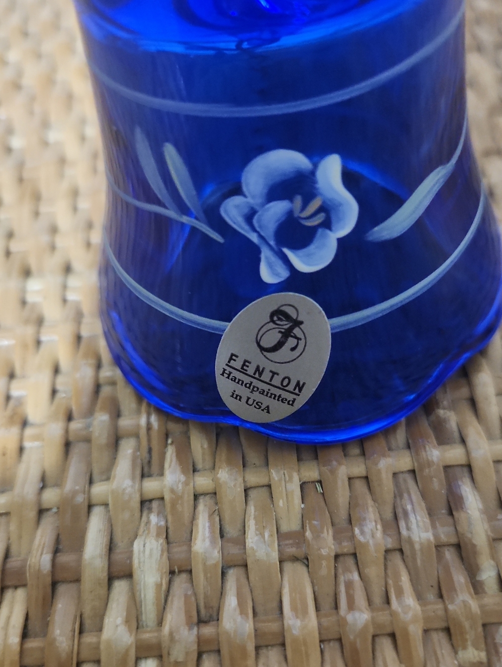 Fenton Colbalt Blue Handpainted Signed Bell - Picture 2 of 3